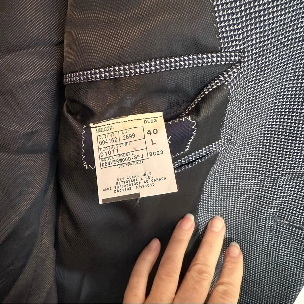 Daniel Cremieux Blazer Loro Piana Blue Gray Houndstooth Size 40L